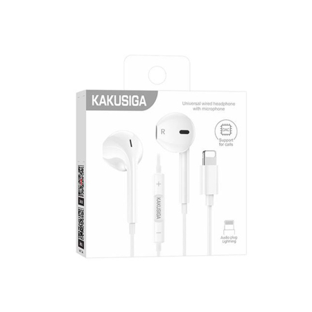 Casti - Kaku (KSC-1299) - Casti cu Fir, In Ear, Lightning, 1.2m, Mic & Volume Key, White