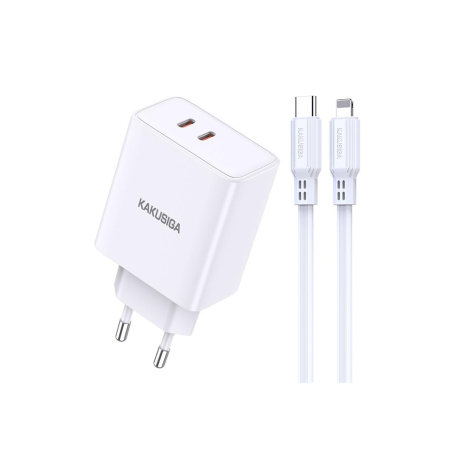 Kaku (KSC-923) - Incarcator Retea + Cablu Lightning, 40W, 2xUSB-C, PD, White EAN: 6921042129914 [1]