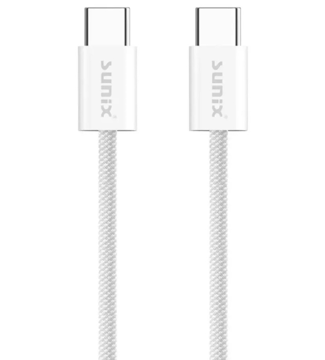 Cablu USB-C 60W 1m textil Sunix Premium SCIP10 Alb [2]