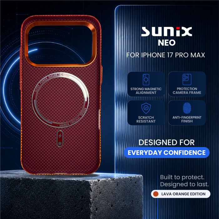 Husa iPhone 17 Pro Max Sunix Neo Lava Orange compatibila MagSafe [2]