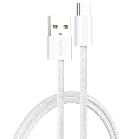 Accesorii - Cablu USB-A USB-C 3A 2m textil Sunix Premium SCIP16 Alb