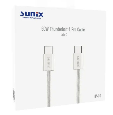 Accesorii - Cablu USB-C 60W 1m textil Sunix Premium SCIP10 Alb