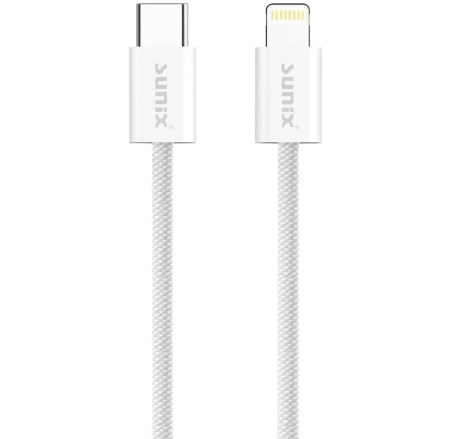 Accesorii - Cablu USB-C Lightning 30W 1m textil Sunix Premium SCIP11 Alb