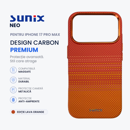 iPhone - Husa iPhone 17 Pro Max Sunix Neo Lava Orange compatibila MagSafe