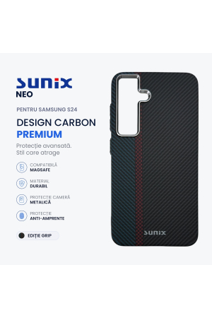 Huse telefon - Husa Neo pentru Samsung S24 S921, Compatibila MagSafe, Design Carbon Premium, Protectie Camera Metalica, Antisoc, Grip
