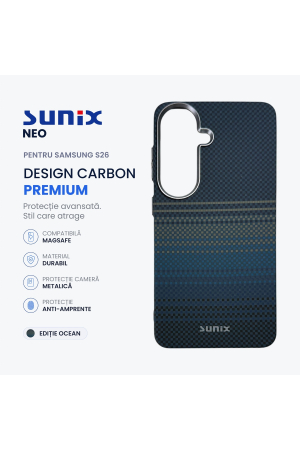 Huse telefon - Husa Neo pentru Samsung S26 S942, Compatibila MagSafe, Design Carbon Premium, Protectie Camera Metalica, Antisoc, Ocean