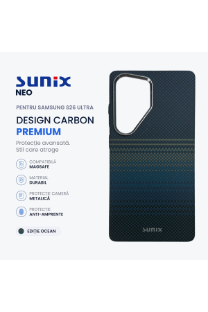 Huse telefon - Husa Neo pentru Samsung S26 Ultra S948, Compatibila MagSafe, Design Carbon Premium, Protectie Camera Metalica, Antisoc, Ocean