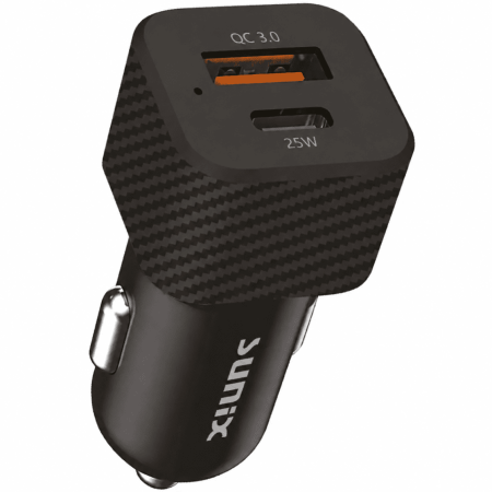 Incarcator telefon - Incarcator auto USB-C 35W Dual Port USB-C USB-A Sunix Budget Negru S322A01