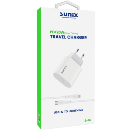 Incarcator USB-C 20W PD Fast Charge Sunix Budget cu cablu Lightning inclus S26L [1]