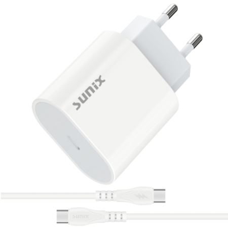 Incarcator telefon - Incarcator USB-C 20W PD Fast Charge Sunix Budget cu cablu USB-C inclus S26T