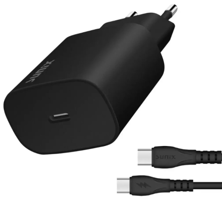 Incarcator telefon - InIncarcator USB-C 25W PD Fast Charge Sunix Budget cu cablu USB-C inclus S40 S40T03