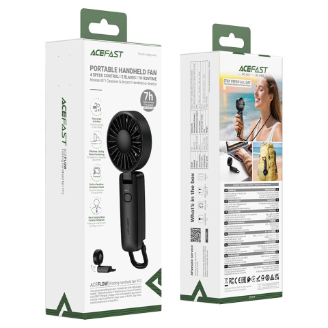 Mini Ventilator Portabil Acefast YF2 4 Viteze 1800mAh Carabina Negru [4]