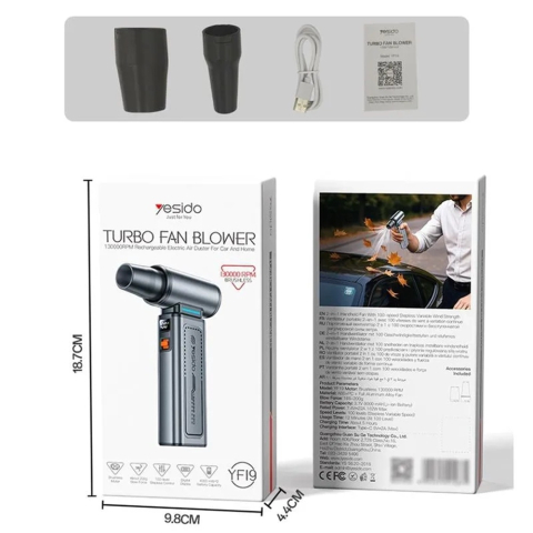 Suflanta si Aspirator Portabil Yesido YF19 130000 RPM Afisaj LED Gri [1]