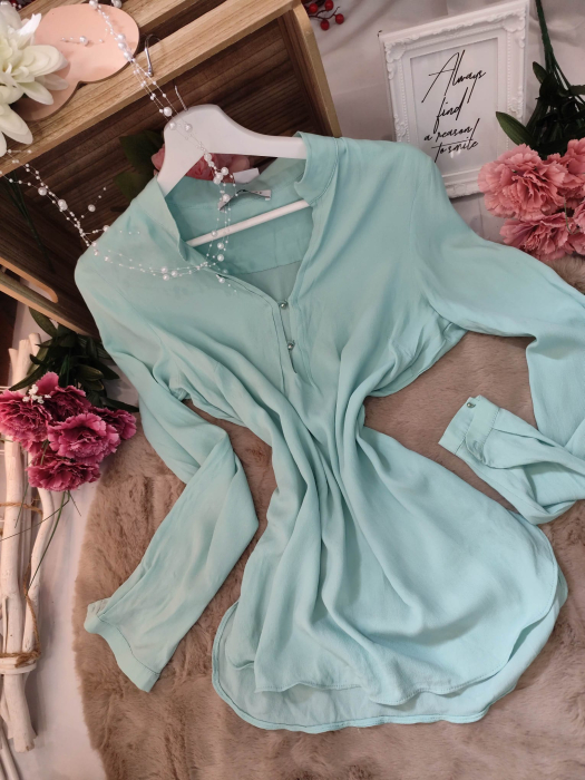 Bluză elegantă din mătase și acetat, verde mentă – Mărimea 40 [2]