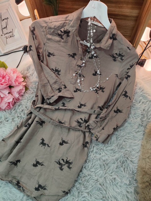 Cămașă tip tunică H&M cu imprimeu unicorni – 6-7 ani (122) [1]