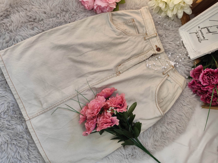 Fustă din denim crem J.F. Gee – Mărimea 40 [3]