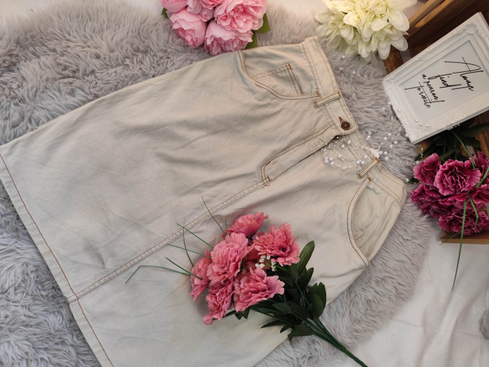 Fustă din denim crem J.F. Gee – Mărimea 40 [4]