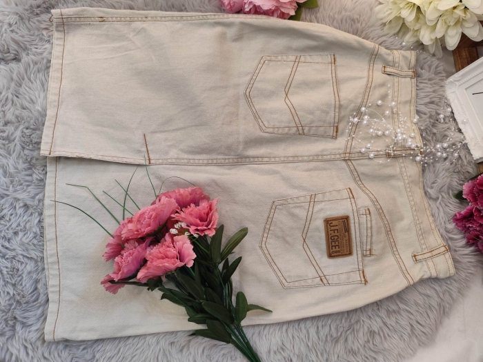 Fustă din denim crem J.F. Gee – Mărimea 40 [2]