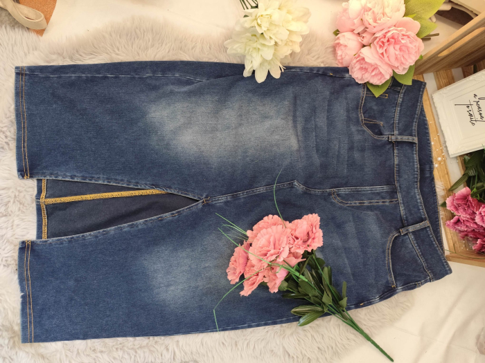 Fustă midi din denim albastru – Mărimea L [3]