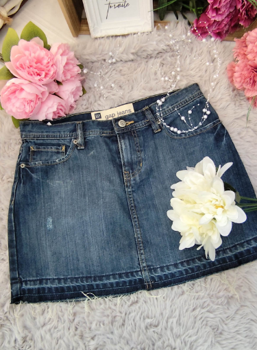 Fustă mini din denim GAP Jeans – 100% bumbac [2]