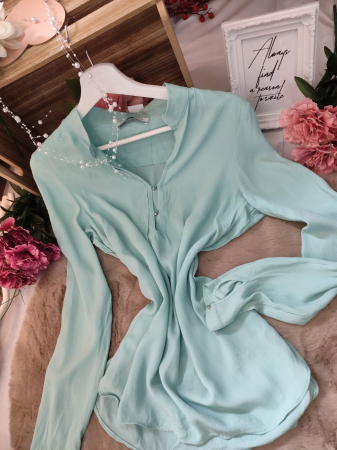 Bluze - Bluză elegantă din mătase și acetat, verde mentă – Mărimea 40