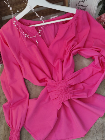 Bluze - Bluză fucsia elegantă cu mâneci bufante – Mărimea XXL