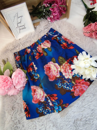 Fuste - Fustă florală albastru regal – Mărimea M