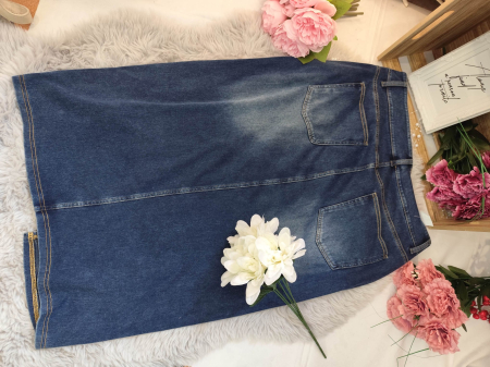 Fuste - Fustă midi din denim albastru – Mărimea L
