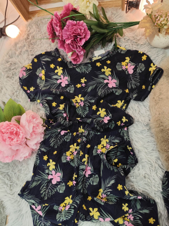 Rochite - Salopetă lungă pentru fete cu imprimeu floral – 146
