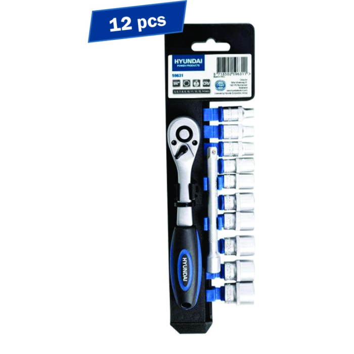 Set 12 piese - chei clichet cu tubulare 1/4, Hyundai HY-59631 [1]