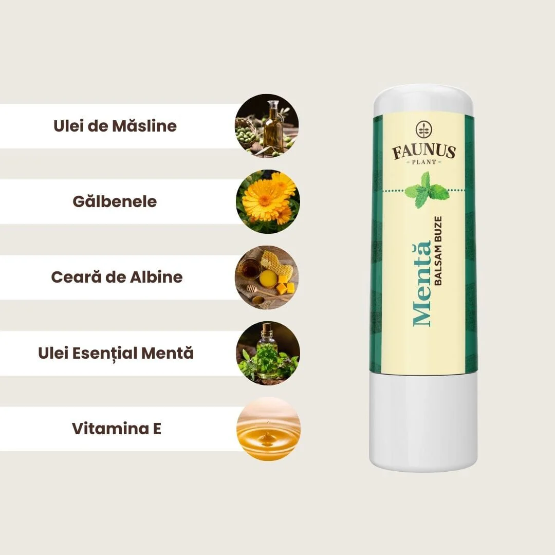 Balsam Buze Mentă 5ml. Extract de gǎlbenele şi vitamina E [2]