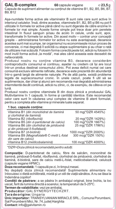 GAL B-complex, 60 capsule vegane [2]