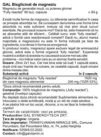 Bisglicinat de magneziu (bisglicinat de magneziu, 84 g, 90 capsule) [1]