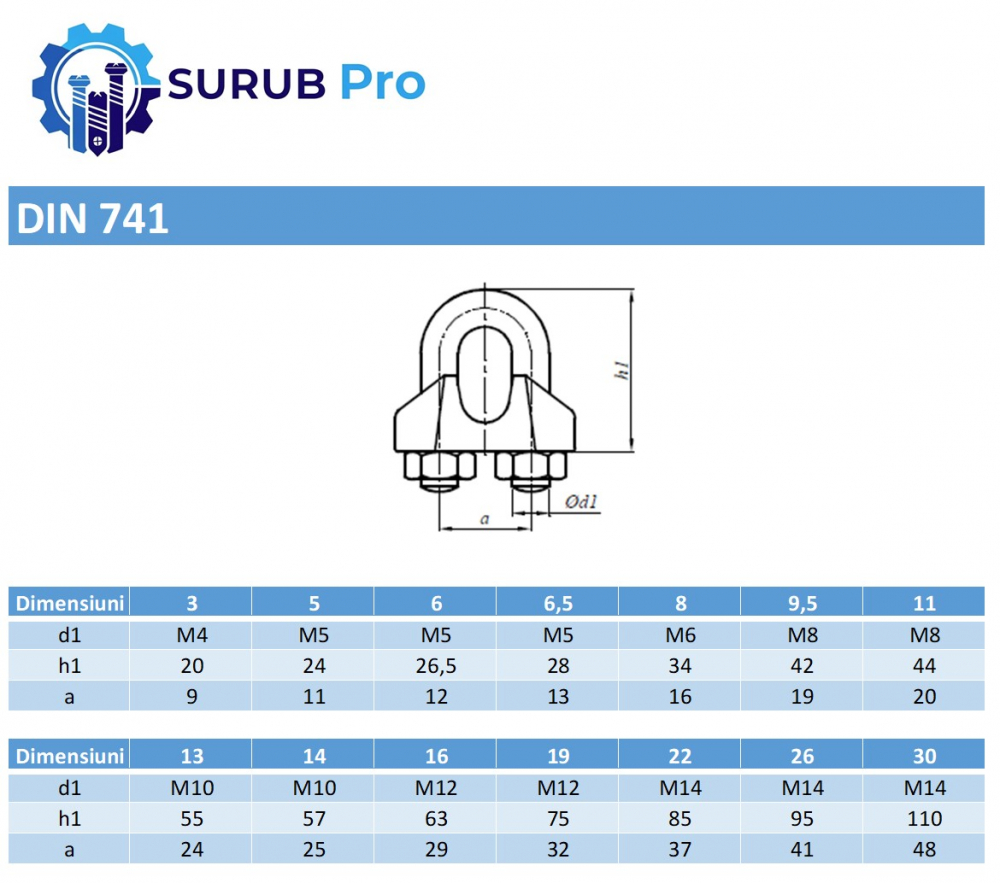 Brida cablu DIN 741  8 mm otel zincat - cutie 100 buc [2]