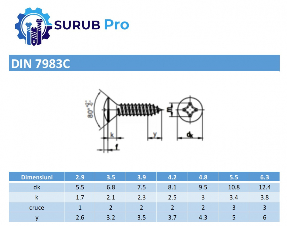 Surub autofiletant cap semibombat DIN 7983C  3.9x13 otel zincat - cutie 1000 buc [3]