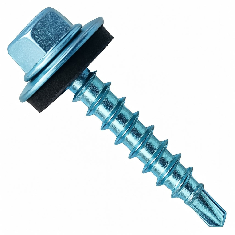 Surub autoforant cap hex. DIN 7504K+EPDM  6,3x38 otel zincat - cutie 500 buc [2]