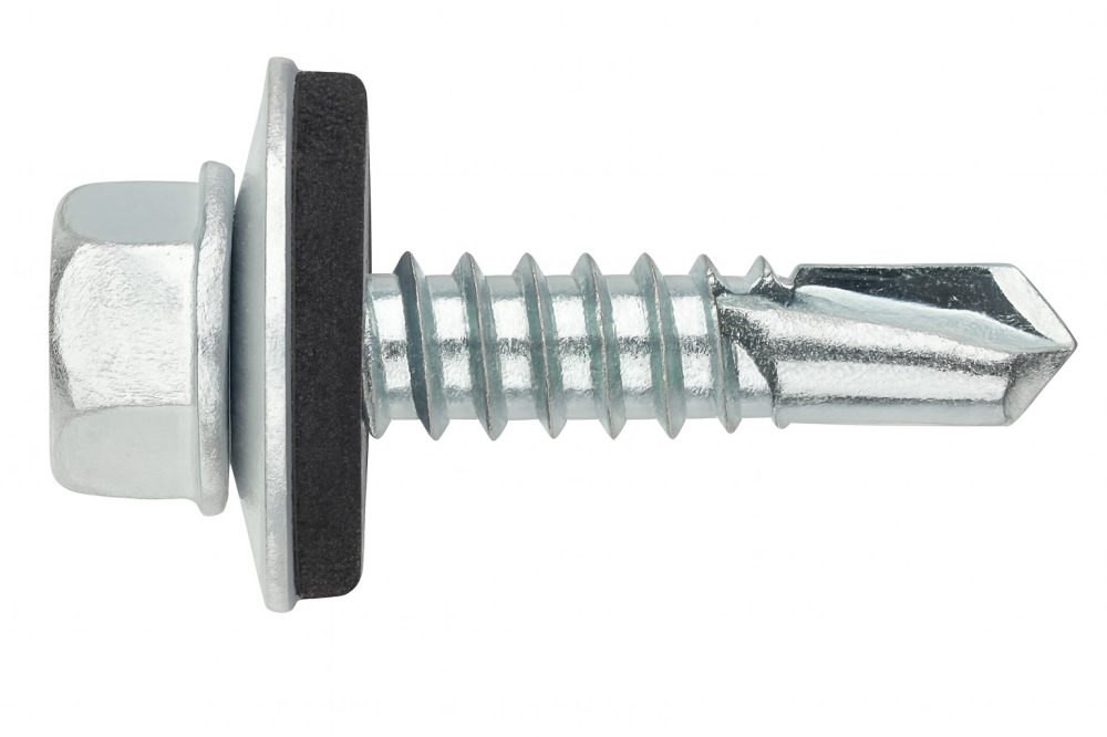Surub autoforant cap hex. DIN 7504K+EPDM  6.3x100 otel zincat - cutie 100 buc [1]