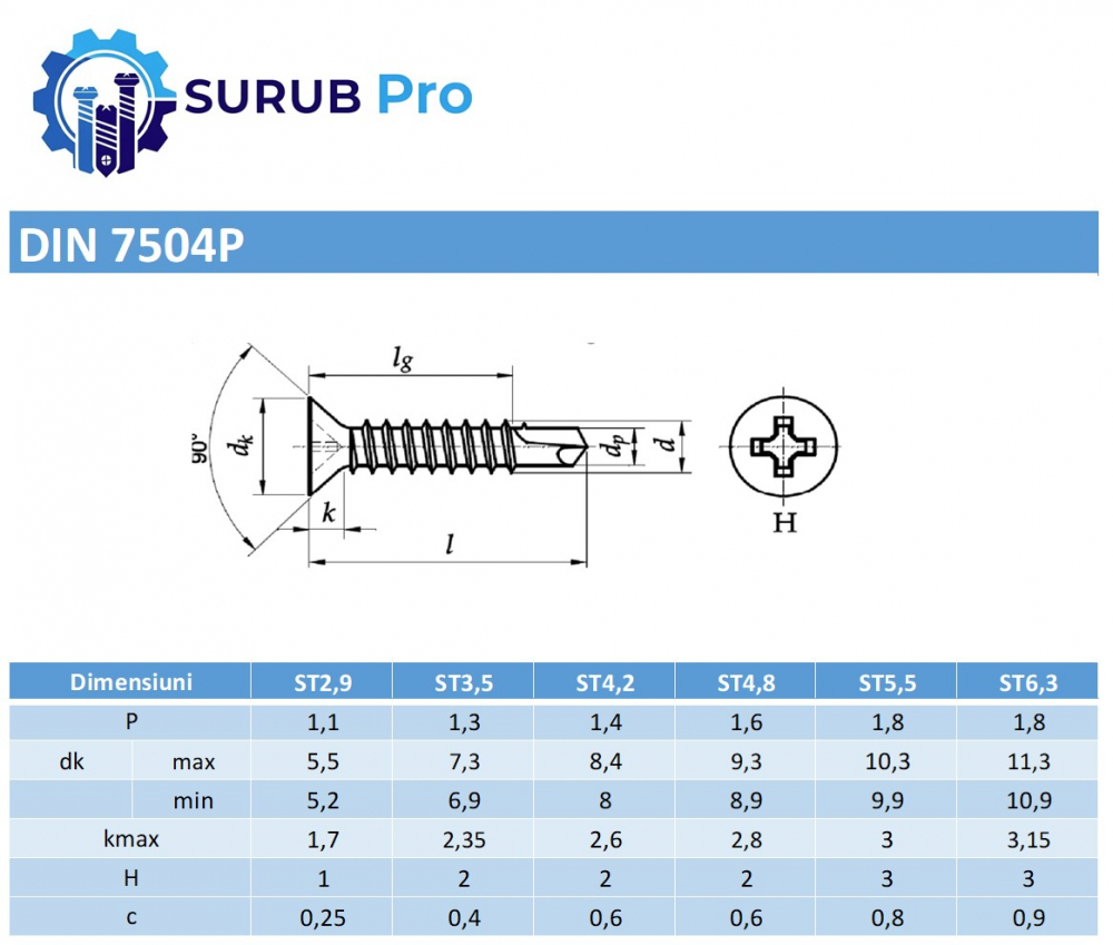 Surub autoforant cap inecat DIN 7504P  3.9x38 inox A2  - cutie 1000 buc [3]