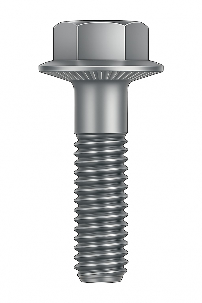 Surub cap hex. si flansa DIN 6921 cu seratii  M5x8 inox A2  - cutie 200 buc [3]