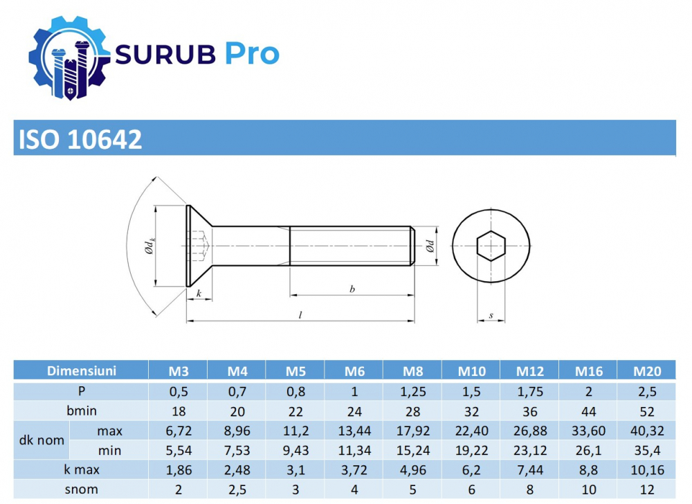 Surub cap inecat imbus ISO 10642 10.9 M10x35 otel zincat - cutie 100 buc [3]