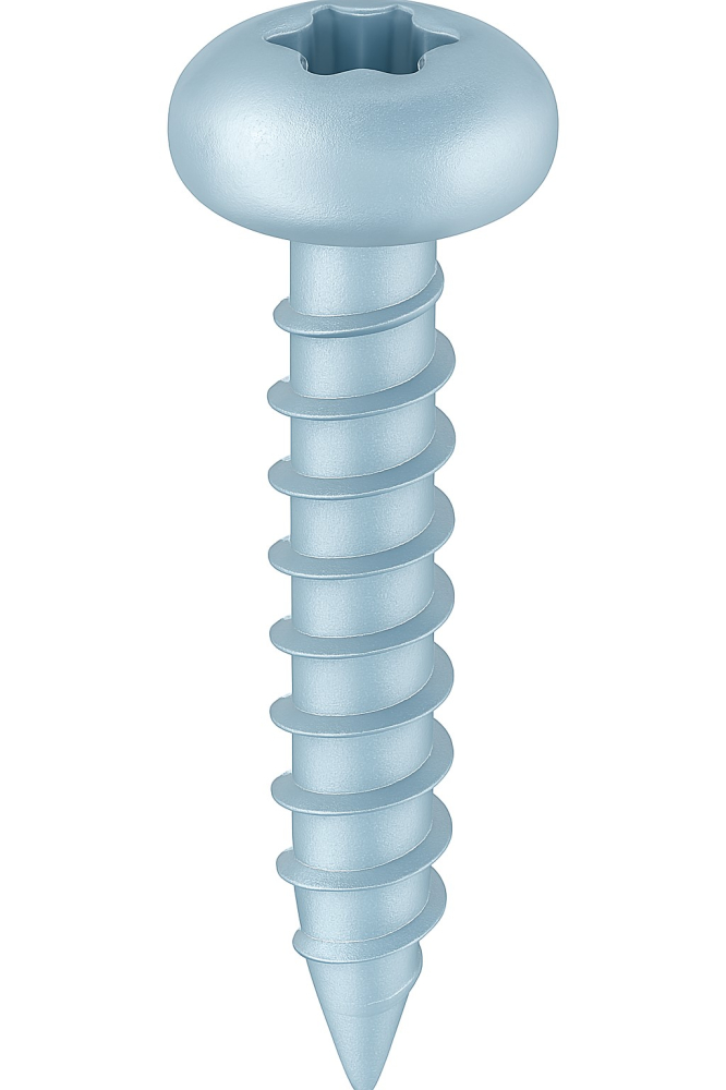Surub pal si lemn cap bombat TORX   6 x100 otel zincat alb - cutie 100 buc [1]
