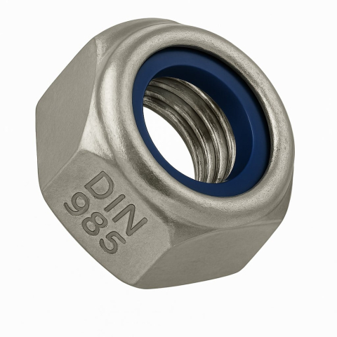 Piulite - Piulita cu autoblocare plastic DIN 985  M18 inox A2  - cutie 50 buc