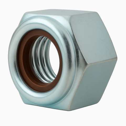 Piulite - Piulita inalta cu autoblocare plastic DIN 982 maro 8 M8 otel zincat - cutie 500 buc