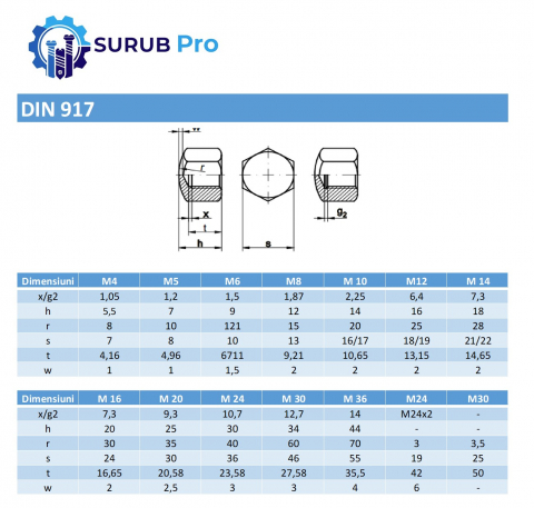 Piulita infundata joasa DIN 917 6. M10 otel zincat - cutie 250 buc [1]
