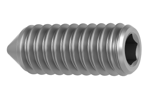 Stift cu locas imbus si varf conic - Stift cu imbus si varf conic DIN 914  M4x4 inox A2  - cutie 500 buc