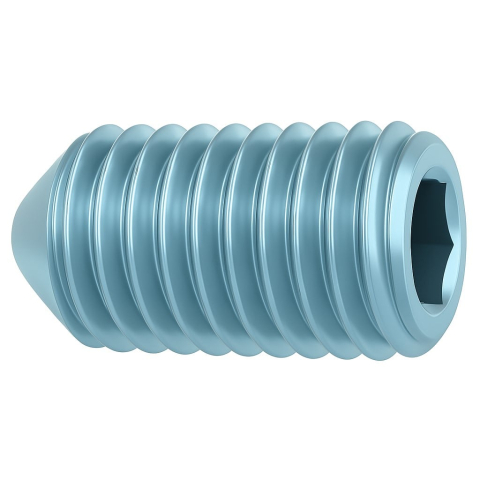 Stift cu locas imbus si varf conic - Stift cu l DIN 914 45H M3x4 otel zincat - cutie 1000 buc