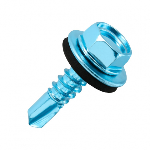 Suruburi autoforante / autofiletante pentru tabla - Surub autoforant cap hex. DIN 7504K+EPDM  4.8x19 otel zincat - cutie 500 buc