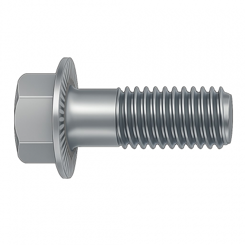 Surub cap hex. si flansa DIN 6921 cu seratii  M5x8 inox A2  - cutie 200 buc [1]