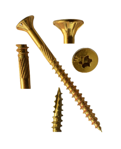 Suruburi pentru lemn - Surub dulgherie cap inecat TORX   10 x400 otel zincat galben - cutie 50 buc