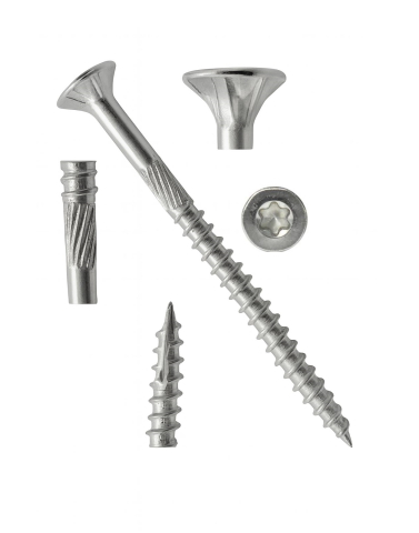 Suruburi pentru lemn - Surub dulgherie cap inecat TORX   6 x120 inox A2  - cutie 100 buc